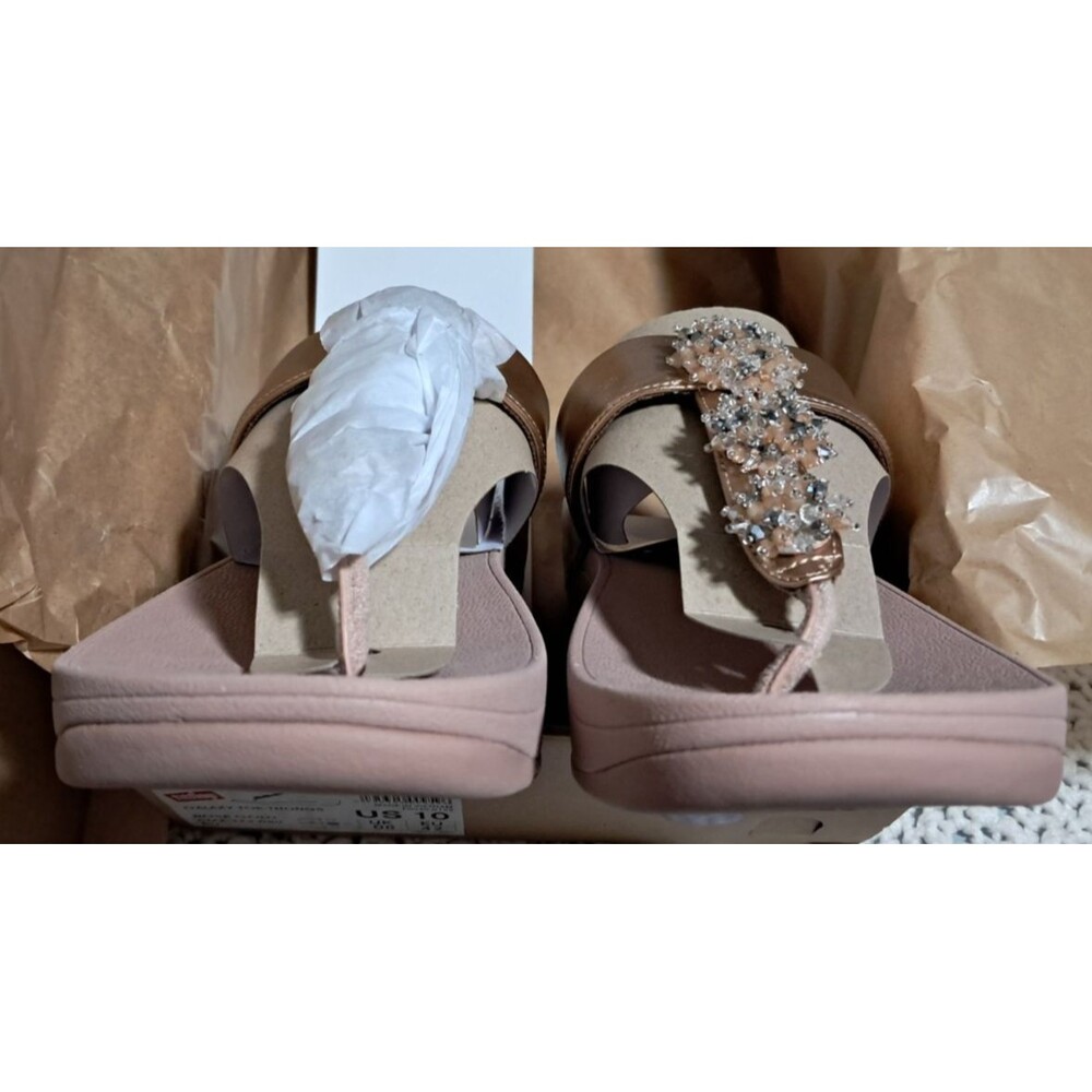 FitFlop Galaxy  Toe-Thong Slip Sandals Wedge Rose Gold US 10 EUR 41 NIB - Picture 12 of 16